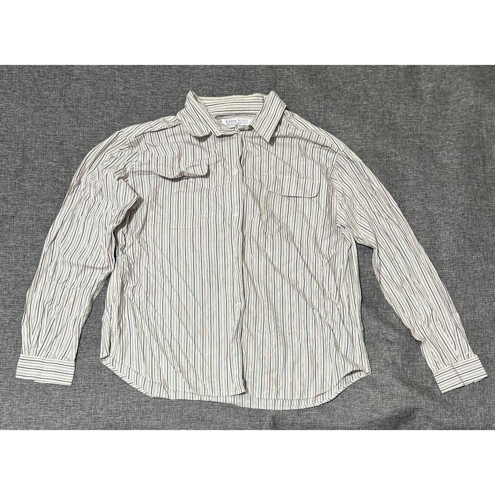 Karen Scott Women's XL Striped Long Sleeve Shirt